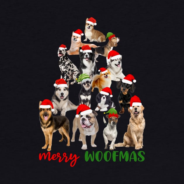 Funny Merry Woofmas Christmas Dog Tree by Magazine